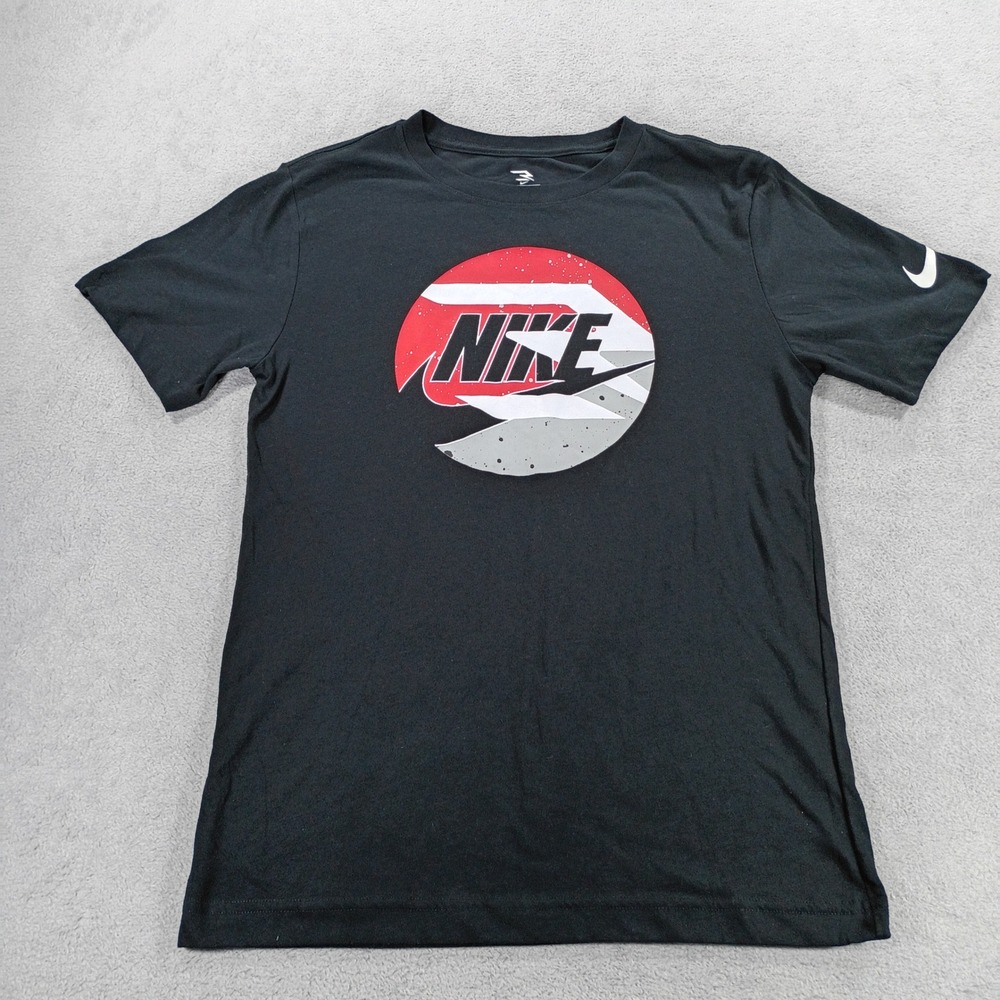 Nike Boys 3 Brand Graphic Tee Black Large Short Sleeve Swoosh Logo